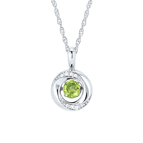 Silver 3/8 ct Shimmering Peridot Knot Diamond Accent Necklace