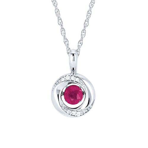 Silver 3/8 ct Shimmering Ruby Knot Diamond Accent Necklace
