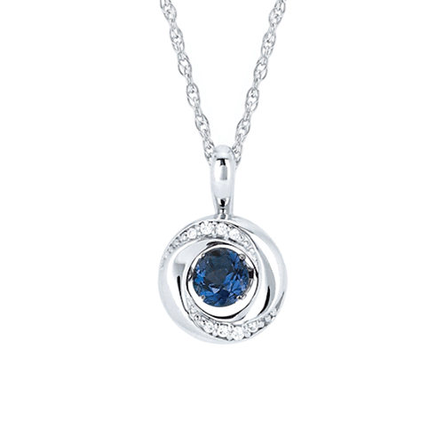 Silver 3/8 ct Shimmering Sapphire Knot Diamond Accent Necklace