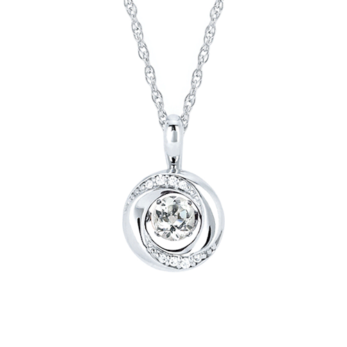 Sterling Silver 3/8 ct Shimmering White Sapphire Love Knot Necklace with Diamond Accents
