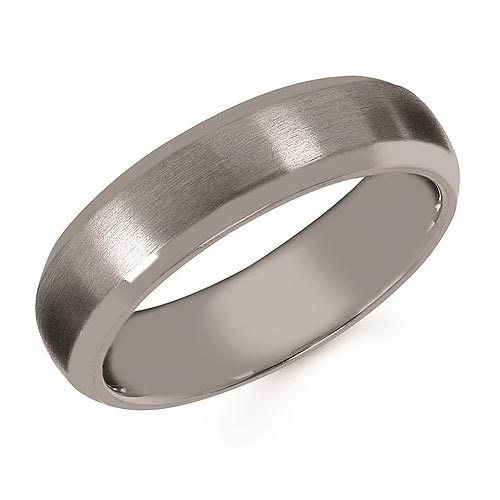 Tantalum Brushed Wedding Band with Polished Edges 6mm