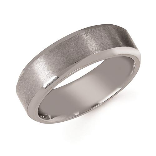 Tantalum Brushed Flat Wedding Band with Polished Edges 7mm