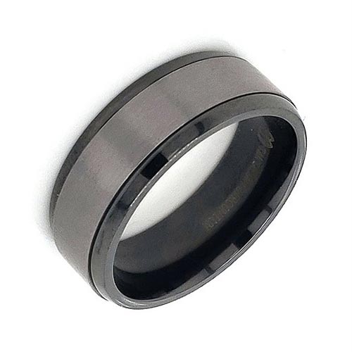 Tantalum and Black Zirconium Wedding Band 8mm
