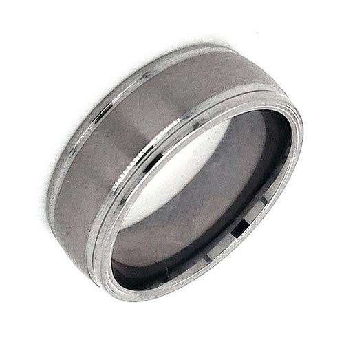 Tantalum Brushed Wedding Band with Rounded Edges 8mm