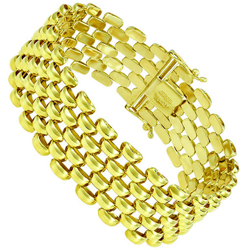 14k Yellow Gold Wide Panther Link Bracelet