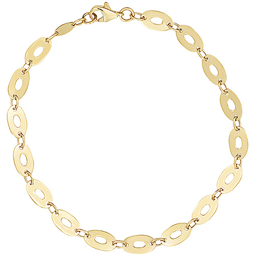 14k Yellow Gold Open Center Oval Link Bracelet 7.5in