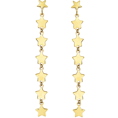 14k Yellow Gold Star Dangle Drop Earrings