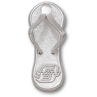 Sterling Silver 1in Oklahoma State University Flip Flop Pendant