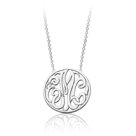 Sterling Silver 5/8in Interlocking Disc Monogram Necklace