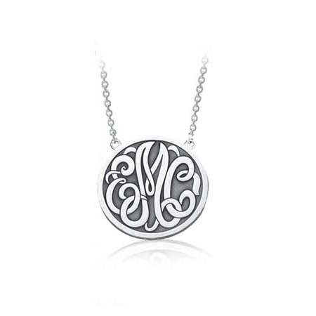 Sterling Silver 5/8in Classic Monogram Necklace