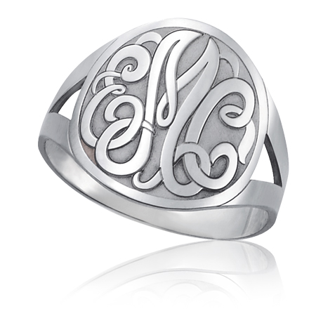 Sterling Silver Interlocking Monogram Signet Ring