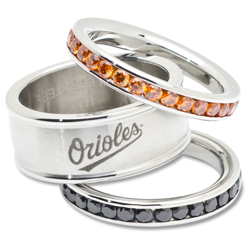 Baltimore Orioles Crystal Stacked Ring Set