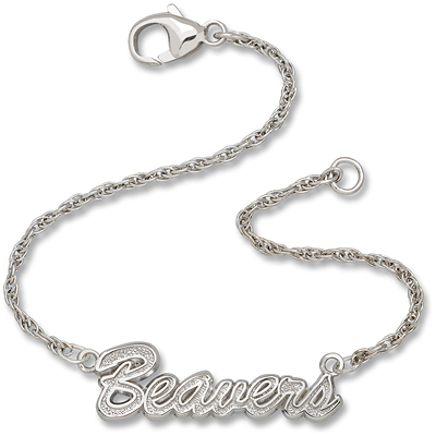 Sterling Silver 7in Oregon State Beavers Script Bracelet