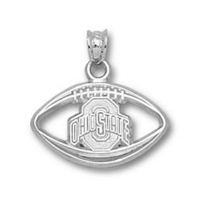 Sterling Silver 3/8in Ohio State Football Pendant