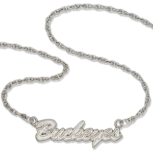 Ohio State Buckeyes 18in Sterling Silver Script Necklace