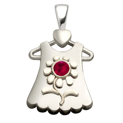 Sterling Silver Blossom Synthetic Ruby Pendant