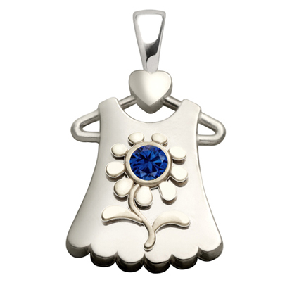 Sterling Silver Blossom Synthetic Sapphire Pendant