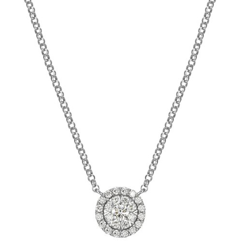 Platinum Over Sterling Silver 1/2 ct tw Lab Grown Diamond Cluster Necklace