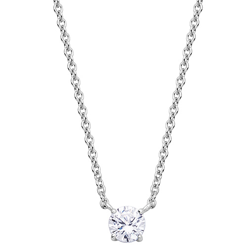 Platinum Over Sterling Silver 1/4 ct Lab Grown Diamond Solitaire Necklace