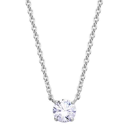 Platinum Over Sterling Silver 1/3 ct Lab Grown Diamond Solitaire Necklace