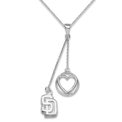 Sterling Silver San Diego Padres Beloved Heart Necklace