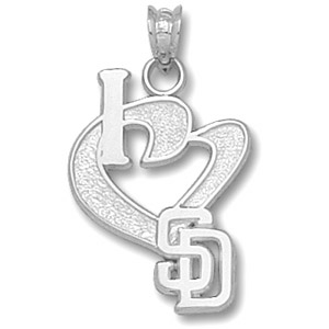 Sterling Silver 3/4in I Love the San Diego Padres Pendant