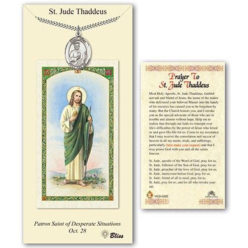 Pewter 1in St Jude Medal with Prayer Card