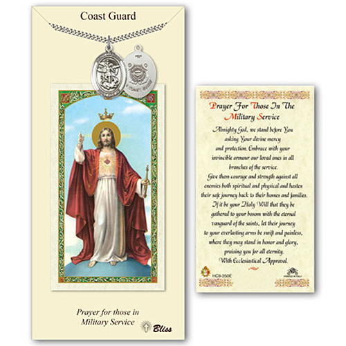 1in Pewter St Michael Coast Guard Medal with Prayer Card