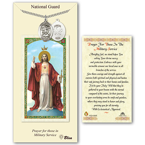 1in Pewter St Michael National Guard Medal with Prayer Card