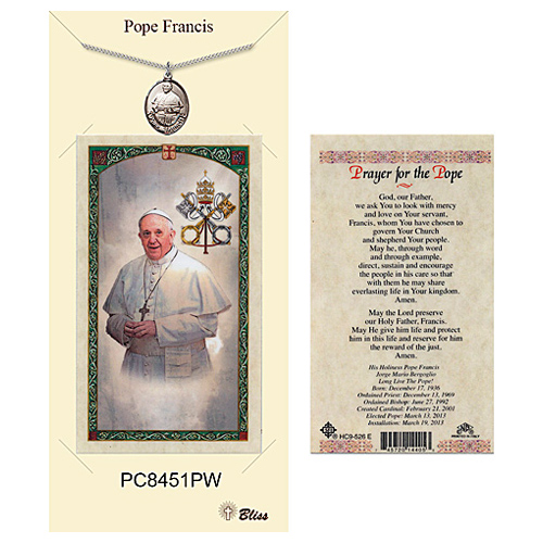 3/4in Pewter Pope Francis Medal with Prayer Card