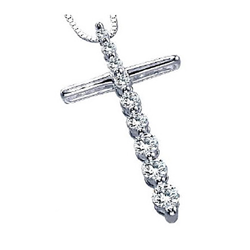 1/4 CT TW Journey Diamond Cross Pendant G-I / I1-I2 with Chain