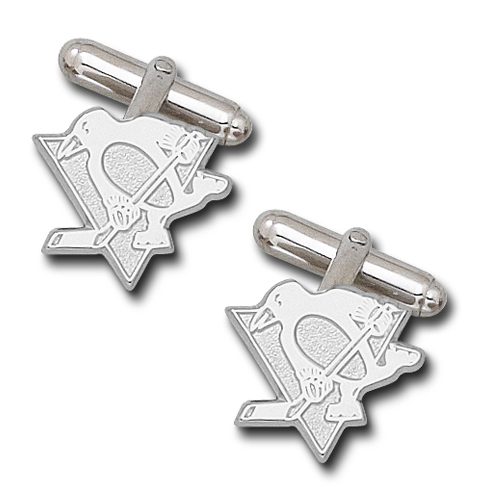 Sterling Silver 5/8in Pittsburgh Penguins Cufflinks