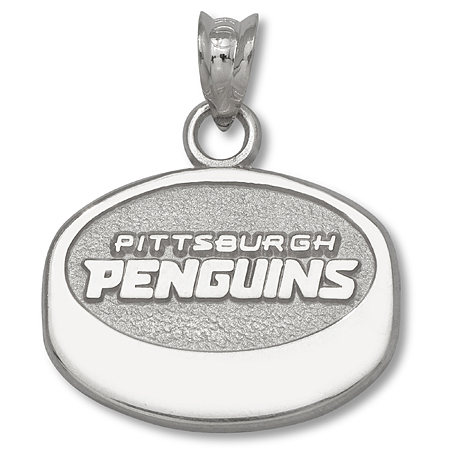 Sterling Silver 1/2in Pittsburgh Penguins Puck Pendant