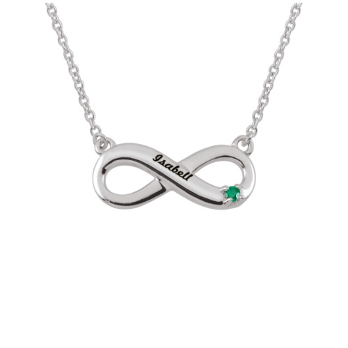 Sterling Silver Birthstone Engravable Infinity Necklace