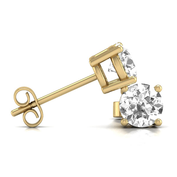 1 ct tw Lab Grown Diamond Stud Earrings in 14k Yellow Gold Four Prong Basket