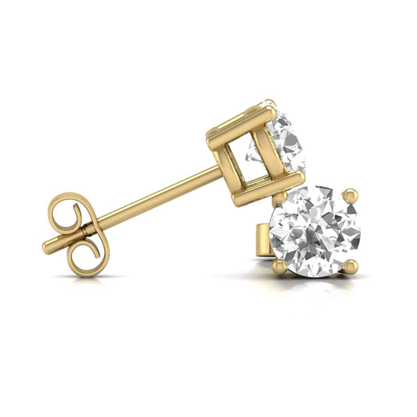 2 ct tw Lab Grown Diamond Stud Earrings in 14k Yellow Gold Four Prong Basket
