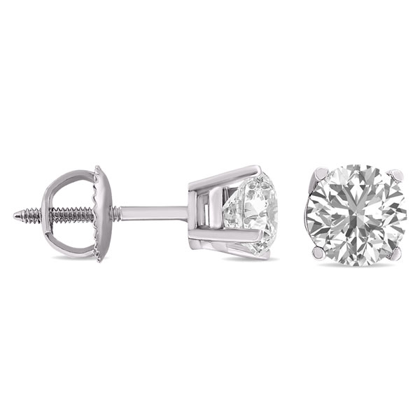 4 ct tw Lab Grown Diamond Stud Earrings in 14k White Gold Four Prong Basket Screwbacks