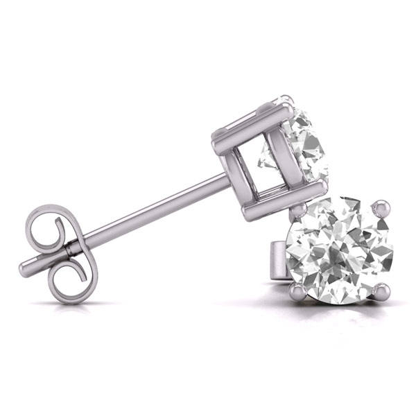 4 ct tw Lab Grown Diamond Stud Earrings in 14k White Gold Four Prong Basket
