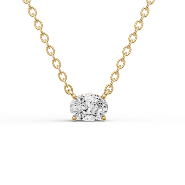 1/4 ct tw Oval Lab Grown Diamond Floating Solitaire Necklace F Color VS1 Clarity in 14k Yellow Gold