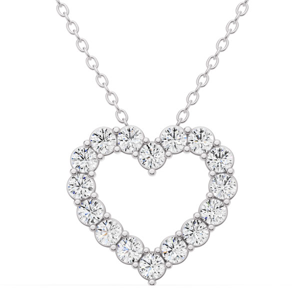 2 ct tw Lab Grown Diamond Heart Necklace in 14k White Gold