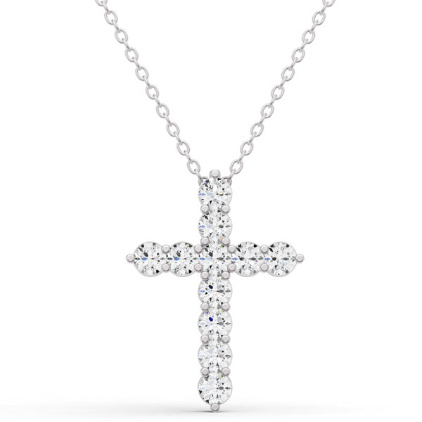 .5 ct tw Lab Grown Diamond Cross Necklace in 14k White Gold