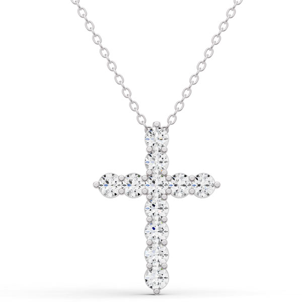 1 ct tw Lab Grown Diamond Cross Necklace in 14k White Gold