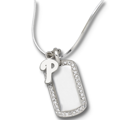 Sterling Silver Phillies Mini Dog Tag Necklace