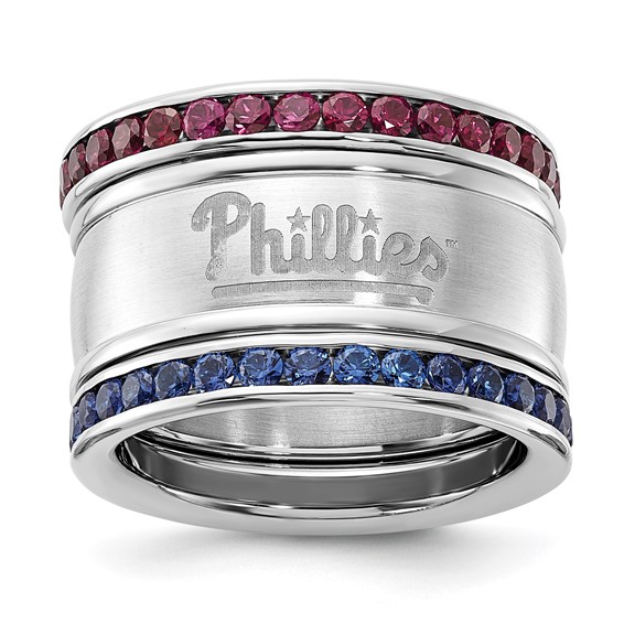 Philadelphia Phillies Team Logo Crystal Stacked Ring Set