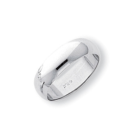 Platinum Half Round Band 6mm