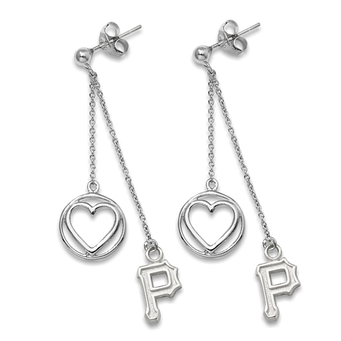 Sterling Silver Pittsburgh Pirates Beloved Heart Earrings
