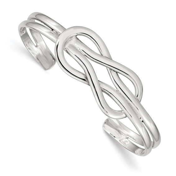 Sterling Silver Knot Design Cuff Bangle Bracelet