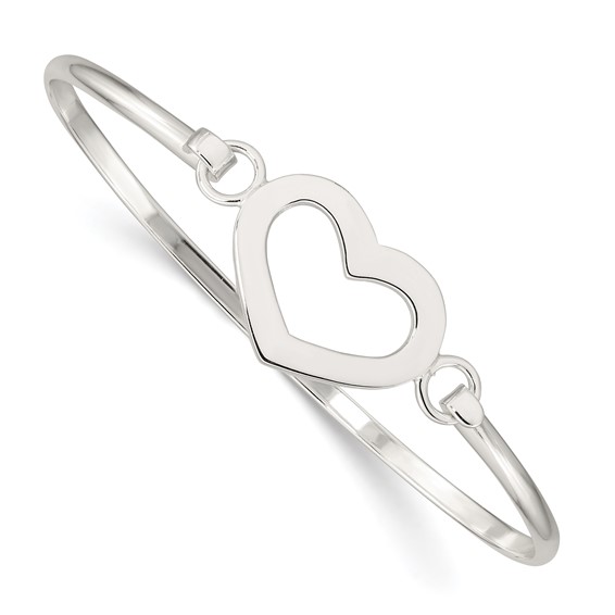 Sterling Silver Open Heart Bangle Bracelet