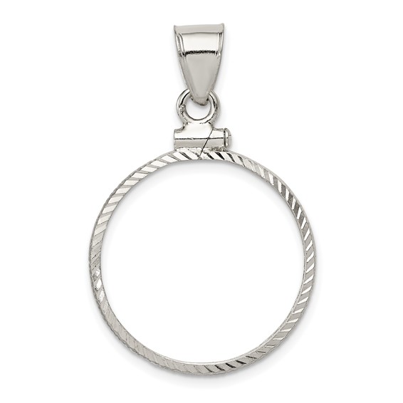 Sterling Silver Diamond-cut Coin Bezel Pendant for Nickel