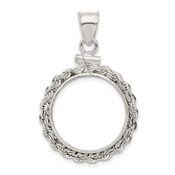 Sterling Silver Rope Penny Coin Bezel Pendant
